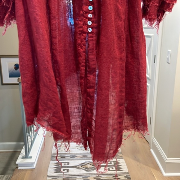 Lorena Lang red linen poet blouse - Picture 4 of 11